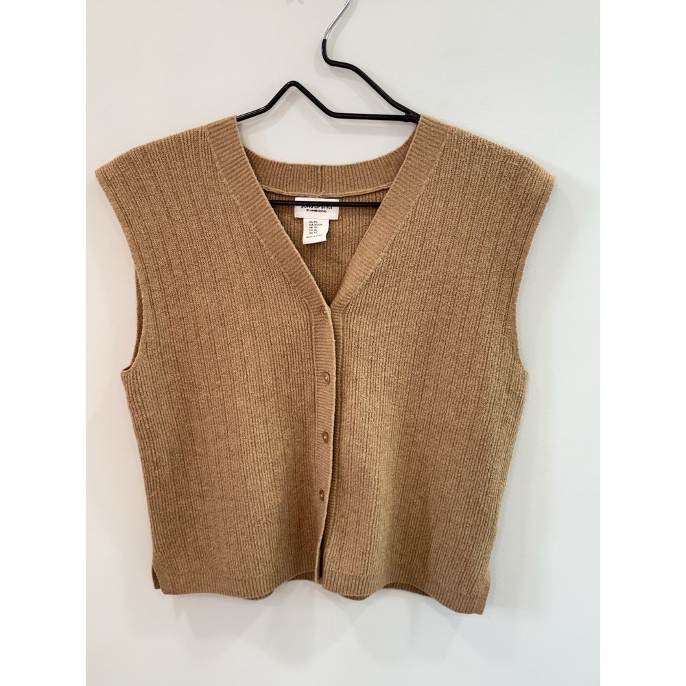 Song of Style Beige Women's Button Up Sweater Vest XS Knit Layering Preppy